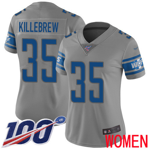 Detroit Lions Limited Gray Women Miles Killebrew Jersey NFL Football 35 100th Season Inverted Legend